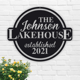 Personalized Family Lake House With Established Date Metal Sign,lake House Sign, Lake House Sign, Metal Lake House Sign, Lakehouse Decor Laser Cut Metal Signs Custom Gift Ideas