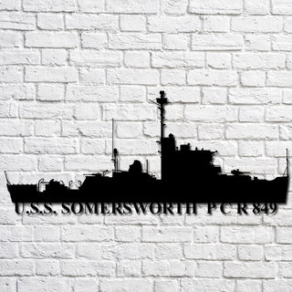 U.s.s. Somersworth P C R 849 Navy Ship Metal Art, Custom Us Navy Ship Cut Metal Sign, Gift For Navy Veteran, Navy Ships Silhouette Metal Art, Navy Home Decor Laser Cut Metal Signs Custom Gift Ideas