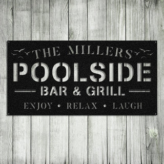 Personalized Pool Bar Grill Metal Sign Monogram Laser Cut Metal Signs Custom Gift Ideas