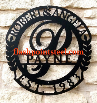 Wreath Monogram, Metal Wall Art, Steel Art, Holiday Gift, Personalized Gift, Christmas Ornament, Hanging Wreath, Family Monogram Sign Laser Cut Metal Signs Custom Gift Ideas