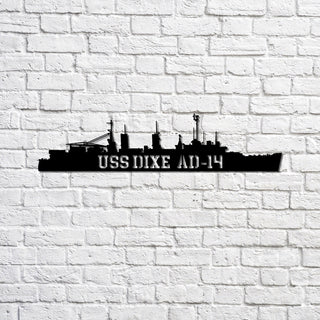 Uss Dixe Ad14 Navy Ship Metal Sign, Memory Wall Metal Sign Gift For Navy Veteran, Navy Ships Silhouette Metal Sign Laser Cut Metal Signs Custom Gift Ideas