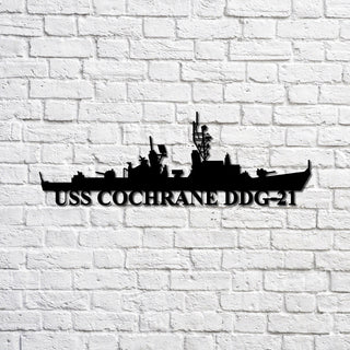 Uss Cochrane Ddg21 Navy Ship Metal Sign, Memory Wall Metal Sign Gift For Navy Veteran, Navy Ships Silhouette Metal Sign Laser Cut Metal Signs Custom Gift Ideas