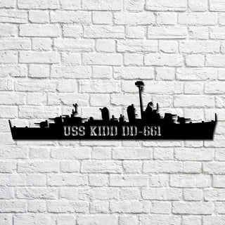 Uss Kidd Dd661 Navy Ship Metal Art, Custom Us Navy Ship Cut Metal Sign, Gift For Navy Veteran, Navy Ships Silhouette Metal Art, Navy Home Decor Laser Cut Metal Signs Custom Gift Ideas