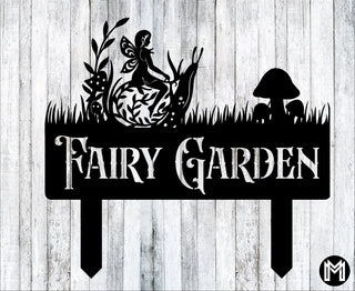 Fairy Garden Sign Post Metal Garden Sign, Cut Metal Sign, Wall Metal Art Laser Cut Metal Signs Custom Gift Ideas