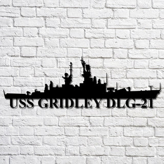 Uss Gridley Dlg21 Navy Ship Metal Art, Custom Us Navy Ship Cut Metal Sign, Gift For Navy Veteran, Navy Ships Silhouette Metal Art, Navy Home Decor Laser Cut Metal Signs Custom Gift Ideas