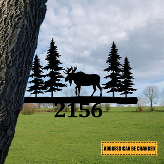 Customized Address Moose Metal Tree Stake, Deer Steel Sign, Father's Day Gift Laser Cut Metal Signs Custom Gift Ideas