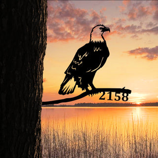 Custom Address Bald Eagle Metal Tree Stake, Father's Day Gift Laser Cut Metal Signs Custom Gift Ideas