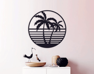 Palm Tree (Circle) Decor Wall Art Cut Metal Sign Laser Cut Metal Signs Custom Gift Ideas