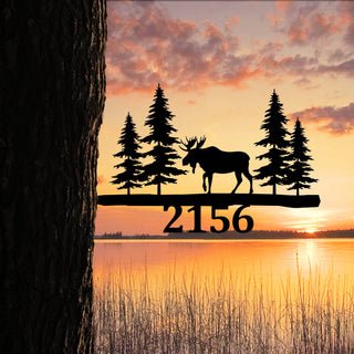 Customized Address Moose Metal Tree Stake, Deer Steel Sign, Father's Day Gift Laser Cut Metal Signs Custom Gift Ideas