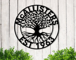 Personalized Tree Of Life Metal Sign Housewarming Gift Wedding Gift Metal Wall Art Family Name Sign Rustic Home Decor Wall Decor Laser Cut Metal Signs Custom Gift Ideas