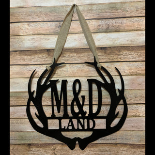 Deer Antlers Birthday Gift For Husband Wall Hanger Decor, Deer Antler Wall Decor For Men, Personalized Monogram Acm Metal Decor Laser Cut Metal Signs Custom Gift Ideas