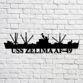 Uss Zelima Af49 Navy Ship Metal Art, Custom Us Navy Ship Cut Metal Sign, Gift For Navy Veteran, Navy Ships Silhouette Metal Art, Navy Home Decor Laser Cut Metal Signs Custom Gift Ideas