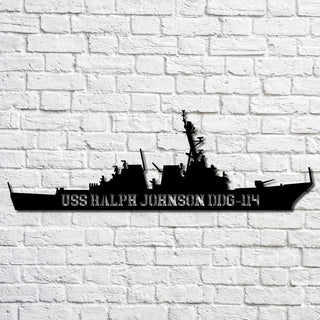 Uss Ralph Johnson Ddg114 Navy Ship Metal Art, Gift For Navy Veteran, Navy Ships Silhouette Metal Art, Navy Home Decor Laser Cut Metal Signs Custom Gift Ideas