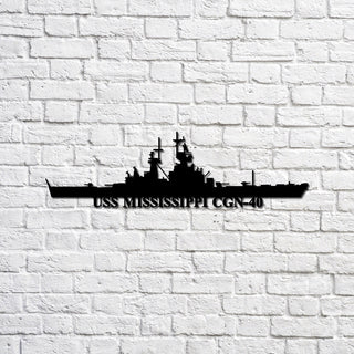 USS Mississippi CGN40 Navy Ship Metal Sign, Memory Wall Metal Sign Gift for Navy Veteran Laser Cut Metal Signs Custom Gift Ideas