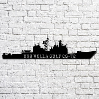 Uss Vella Gulf Cg72 Navy Ship Metal Art, Custom Us Navy Ship Cut Metal Sign, Gift For Navy Veteran, Navy Ships Silhouette Metal Art, Navy Home Decor Laser Cut Metal Signs Custom Gift Ideas