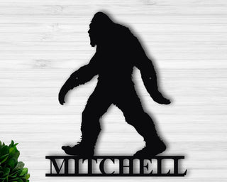 Bigfoot Personalized Metal Sign, Personalized Sasquatch Metal Sign, Custom Name Sasquatch Sign, Custom Bigfoot Sign Laser Cut Metal Signs Custom Gift Ideas