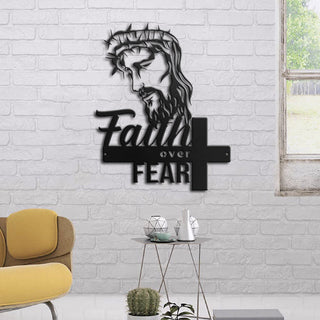 God Faith Over Fear Metal Wall Art Laser Cut Metal Signs Custom Gift Ideas