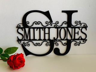 Two Letter Initials Split Wall Monogram 2 Custom Names Personalized Metal Hanging Sign First And Last Name, Housewarming, Anniversary Gifts Laser Cut Metal Signs Custom Gift Ideas