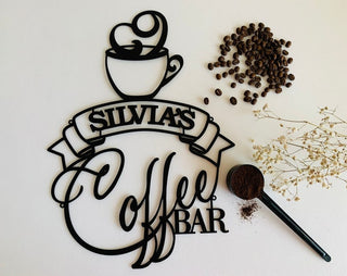 Happy coffee Bar Personalized Cut Metal Sign Laser Cut Metal Signs Custom Gift Ideas