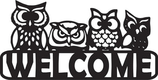 Welcome Front Door Home Decoration With Owls Cut Metal Sign Laser Cut Metal Signs Custom Gift Ideas