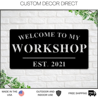 Workshop Sign, Workshop Decor, Personalized Workshop Sign, Gift For Dad, Fathers Day Sign, Welcome To My Workshop, Man Cave Metal Sign, Dad Laser Cut Metal Signs Custom Gift Ideas