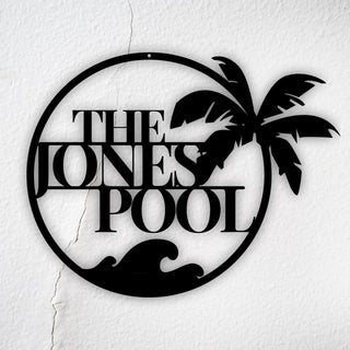 Personalized Family Pool Palm Tree Metal Sign,family Pool Sign, Swimming Pool Metal Sign, Custom Pool House Sign, Last Name Pool Sign Laser Cut Metal Signs Custom Gift Ideas