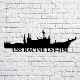 Uss Racine Lst1191 Navy Ship Metal Art, Gift For Navy Veteran, Navy Ships Silhouette Metal Art, Navy Home Decor Laser Cut Metal Signs Custom Gift Ideas