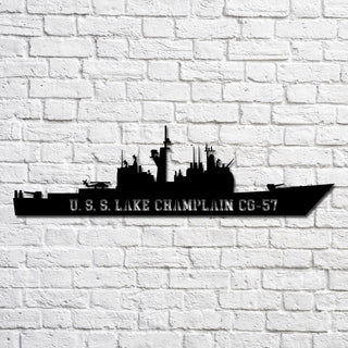 U.s.s. Lake Champlain Cg57 Navy Ship Metal Art, Custom Us Navy Ship Cut Metal Sign, Gift For Navy Veteran, Navy Ships Silhouette Metal Art, Navy Home Decor Laser Cut Metal Signs Custom Gift Ideas