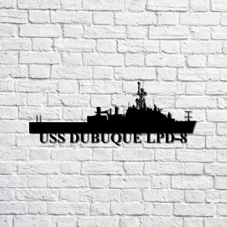 Uss Dubuque Lpd8 Navy Ship Metal Sign, Memory Wall Metal Sign Gift For Navy Veteran, Navy Ships Silhouette Metal Sign Laser Cut Metal Signs Custom Gift Ideas