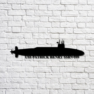 Uss Patrick Henry Ssbn 599 Navy Ship Metal Art, Gift For Navy Veteran, Navy Ships Silhouette Metal Art, Navy Home Decor Laser Cut Metal Signs Custom Gift Ideas