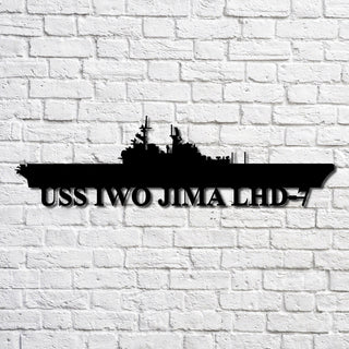 Uss Iwo Jima Lhd7 Navy Ship Metal Art, Custom Us Navy Ship Cut Metal Sign, Gift For Navy Veteran, Navy Ships Silhouette Metal Art, Navy Home Decor Laser Cut Metal Signs Custom Gift Ideas