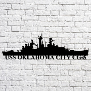 Uss Oklahoma City Cg5 Navy Ship Metal Art, Gift For Navy Veteran, Navy Ships Silhouette Metal Art, Navy Home Decor Laser Cut Metal Signs Custom Gift Ideas