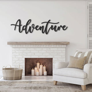 Adventure Sign, Metal Cursive Word Sign, Word Wall Art, Cursive Wall Art, Housewarming Gift, Farmhouse Decor, Custom Word Sign Laser Cut Metal Signs Custom Gift Ideas