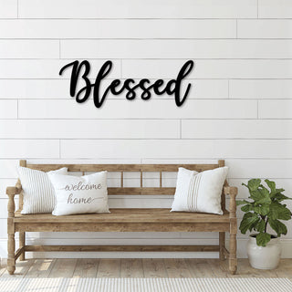 Blessed Metal Sign, Blessed Farmhouse Wall Sign, Farmhouse Decor, Blessed Cursive Sign Art, Custom Metal Wall Art, Blessed Script Sign Laser Cut Metal Signs Custom Gift Ideas