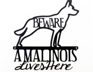 Belgian Malinois Lives Here Metal Sign Black, Malinois, Metal Wall Art, Dog Sign, Door Sign, Wall Hanging Laser Cut Metal Signs Custom Gift Ideas