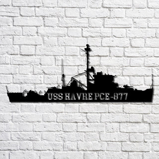 Uss Havre Pce877 Navy Ship Metal Art, Custom Us Navy Ship Cut Metal Sign, Gift For Navy Veteran, Navy Ships Silhouette Metal Art, Navy Home Decor Laser Cut Metal Signs Custom Gift Ideas