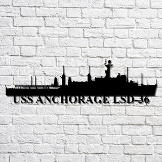 Uss Anchorage Lsd36 Navy Ship Metal Art, Custom Us Navy Ship Cut Metal Sign, Gift For Navy Veteran, Navy Ships Silhouette Metal Art, Navy Home Decor Laser Cut Metal Signs Custom Gift Ideas