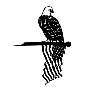 Bald Eagle American Flag Tree Stake, Steel Patriot Gift Laser Cut Metal Signs Custom Gift Ideas