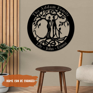 Custom Parents And Child Tree Of Life Metal Sign, Nature Wall Art Laser Cut Metal Signs Custom Gift Ideas