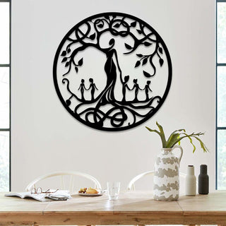 Mom And Five Kids Tree Of Life Metal Sign, Wall Hanging Gift For Mom Laser Cut Metal Signs Custom Gift Ideas