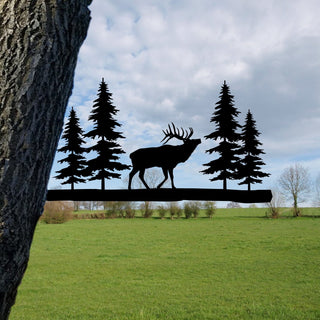 Elk Metal Tree Stake, Mountain Steel Art, Gift For Him Laser Cut Metal Signs Custom Gift Ideas