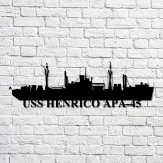 Uss Henrico Apa45 Navy Ship Metal Art, Custom Us Navy Ship Cut Metal Sign, Gift For Navy Veteran, Navy Ships Silhouette Metal Art, Navy Home Decor Laser Cut Metal Signs Custom Gift Ideas