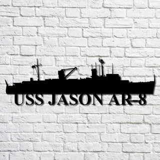 Uss Jason Ar8 Navy Ship Metal Art, Custom Us Navy Ship Cut Metal Sign, Gift For Navy Veteran, Navy Ships Silhouette Metal Art, Navy Home Decor Laser Cut Metal Signs Custom Gift Ideas