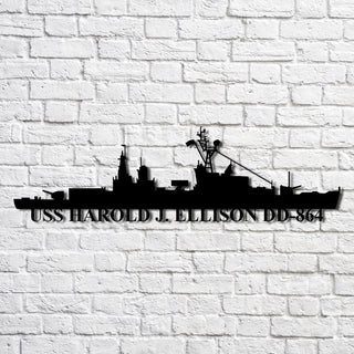 Uss Harold J. Ellison Dd864 Navy Ship Metal Art, Custom Us Navy Ship Cut Metal Sign, Gift For Navy Veteran, Navy Ships Silhouette Metal Art, Navy Home Decor Laser Cut Metal Signs Custom Gift Ideas