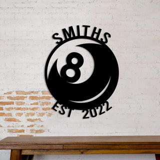 Customized Name And Est Date Billards Ball Metal Sign Laser Cut Metal Signs Custom Gift Ideas