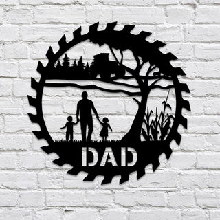 Customized Dad, Little Son And Daughter Metal Art, Farmhouse Art Laser Cut Metal Signs Custom Gift Ideas