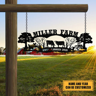 Personalized Metal Farm Sign Cow Dog Chicken Tractor Monogram, Metal Laser Cut Metal Signs Custom Gift Ideas