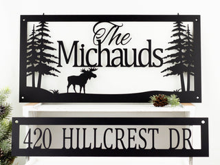 Moose family name and address Personalized Cut Metal Sign Laser Cut Metal Signs Custom Gift Ideas