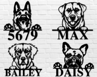 Dog Metal Name Sign, Custom Dog Breed Metal Art, Personalized Dog Sign, Custom Dog Address Sign, Dog Welcome Sign, Gift For Dog Owner Laser Cut Metal Signs Custom Gift Ideas