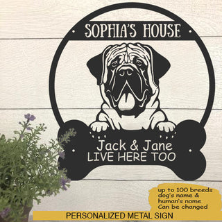 Bullmastiff Dog Lovers Personalized Metal Sign Dog's House Laser Cut Metal Signs Custom Gift Ideas